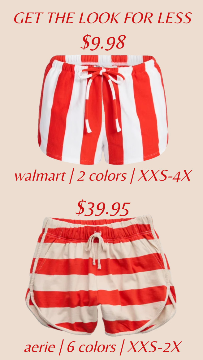 GET THE LOOK FOR LESS: pull on  shorts perfect for summer! The aerie pair has a matching rugby hoodie that’s so cute and cozy, too. ………………… 4th of July outfit 4th of July look Memorial Day outfit Memorial Day look red and white shorts striped shorts Terry cloth shorts matching set aerie set aerie new arrivals aerie fashion aerie haul aerie style walmart haul walmart style walmart shorts walmart new arrivals walmart finds aerie finds summer trends summer outfit ideas plus size shorts cotton shorts american flag outfit 4th of July shorts red shorts beach trip beach vacation pool day beach day pool look swimsuit coverup  

 #LTKActive #LTKPlusSize #LTKSwim