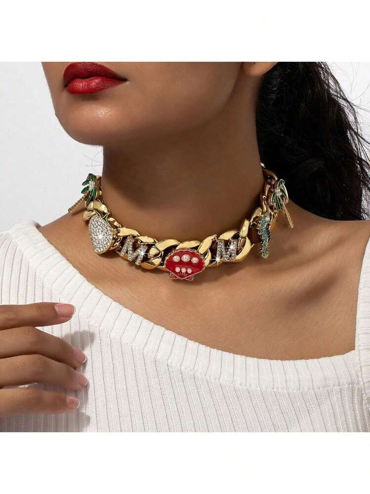 1pc & Exaggerated Pearl Thick Chain Necklace, Unisex Fashion Choker, Suitable For Party | SHEIN