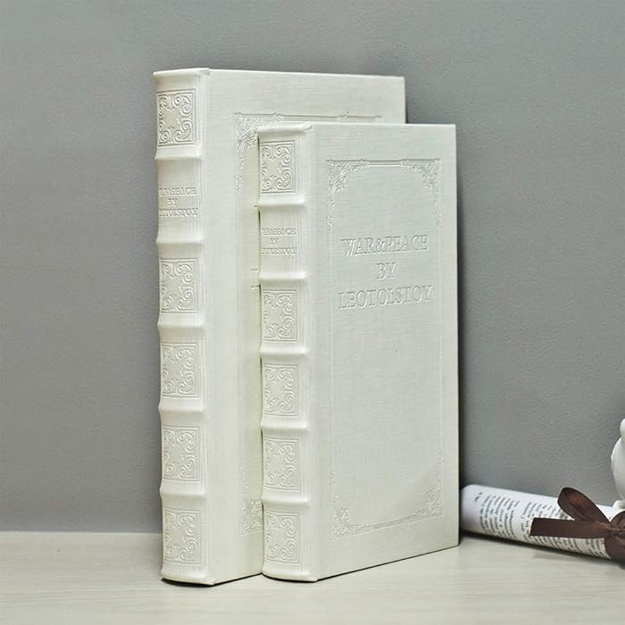 Decorative Books with White Faux Leather Book Boxes for Decoration Display Coffee Table and Shelf... | Amazon (US)