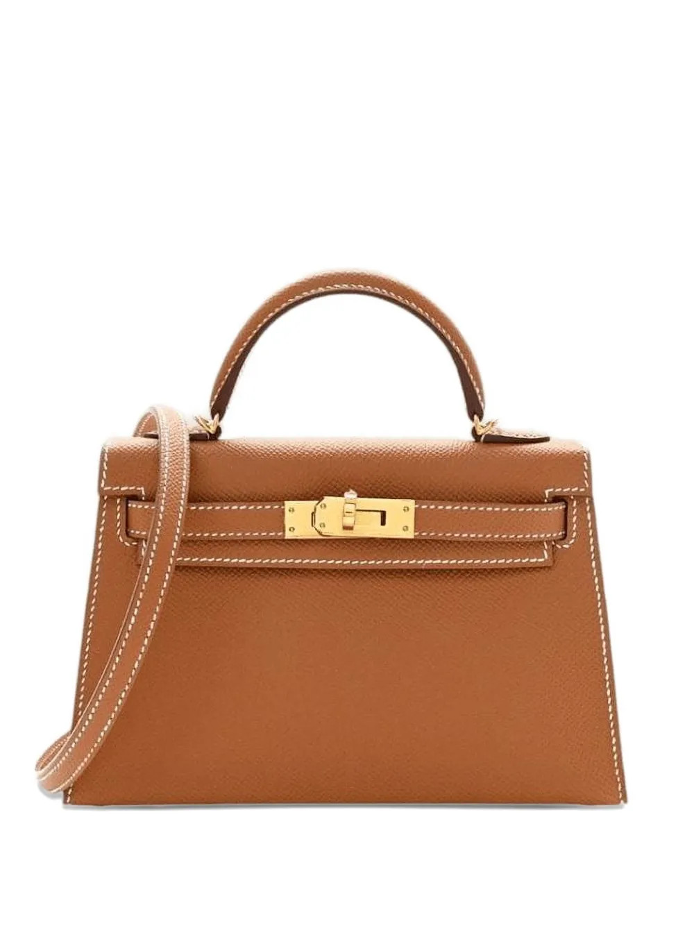 Hermès Pre-Owned 2025 Gold Mini Kelly Sellier 20 Epsom Gold Hardware Handbag | Brown | FARFETCH... | Farfetch Global