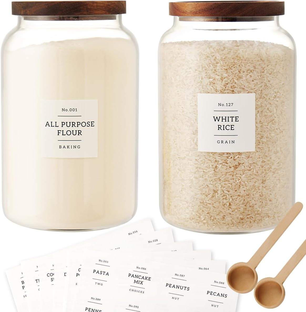 2 PCS Large Glass Jar with Airtight Lid, Glass Food Storage Jars for Tea,Spice,Cereal, Egg,Flour,... | Amazon (US)