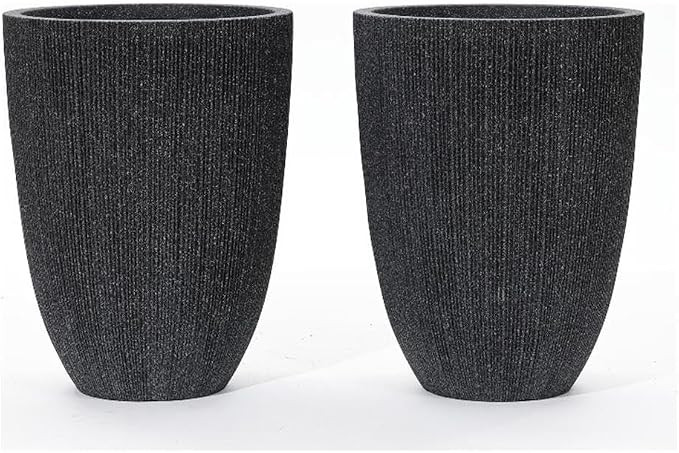 LuxenHome 19" H Tall Planters, Set of 2 Large Plant Pots with Drainage Hole, Large Flower Pots fo... | Amazon (US)