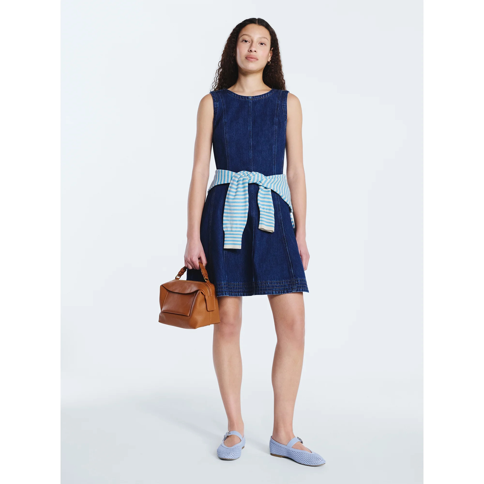 Free Assembly Women's and Women's Plus Sleeveless Denim Panel Mini Dress, Sizes XS-4X | Walmart (US)