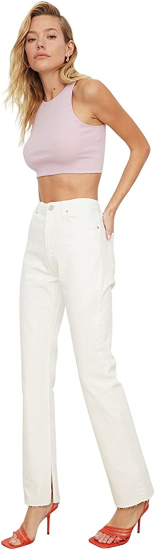 Trendyol Women High Waist Straight Leg Slim Fit Jeans | Amazon (US)