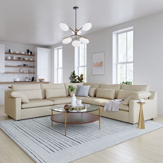 Harmony Swoop Arm 3-Piece L-Shaped Sectional | West Elm (US)