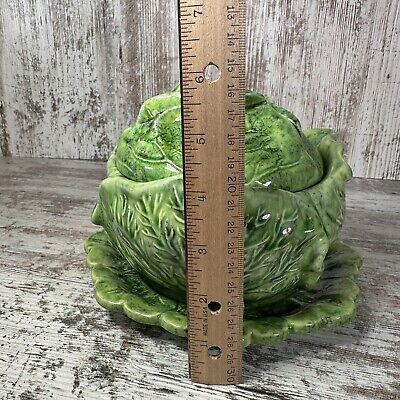 Vintage Holland Ceramic Mold Cabbage Lettuce Bowl with Lid and Plate | eBay US