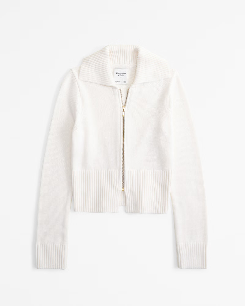 Women's Zip-Up Collared Cardigan | Women's Tops | Abercrombie.com | Abercrombie & Fitch (US)