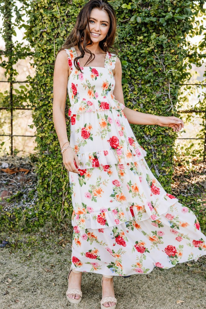 Happy For You Ivory White Floral Maxi Dress | The Mint Julep Boutique