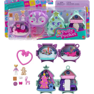 Polly Pocket Holiday Connects Bundle, Stackable Compact Playset with Micro Doll Accessories, & Pet | Target