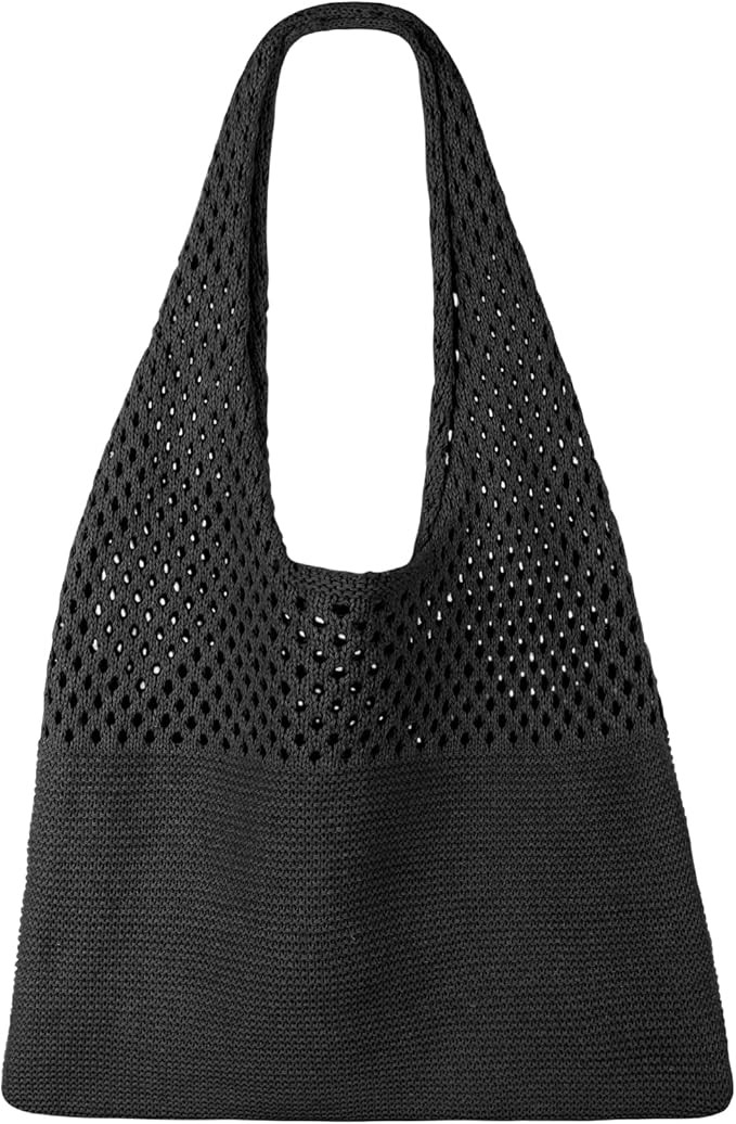 SUOSDEY Crochet Mesh Beach Tote Bag, Knit Summer Vacation Aesthetic Boho Tote Bag for Women | Amazon (US)