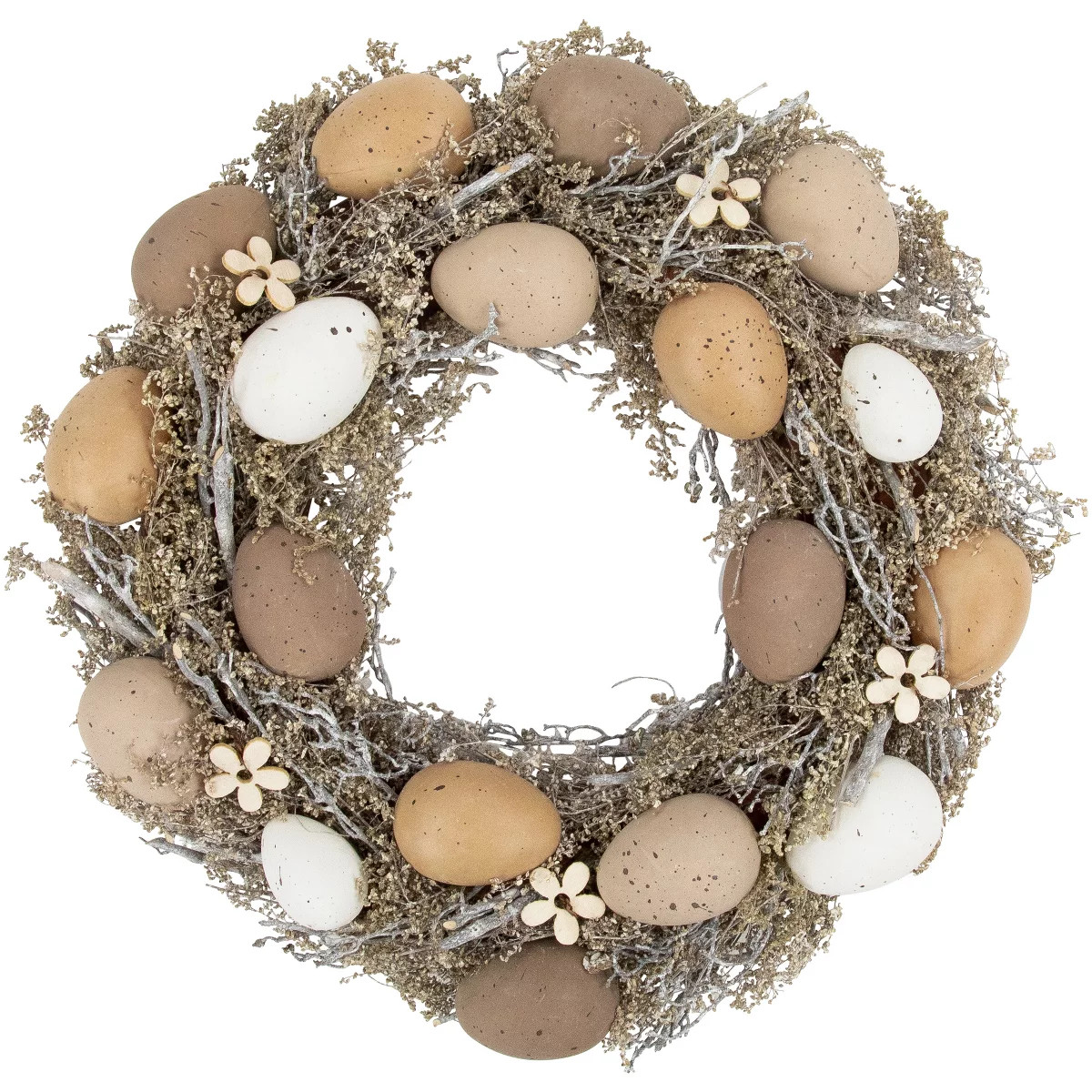 Northlight 12" Natural Earth Speckled Egg Easter Twig Wreath | Target