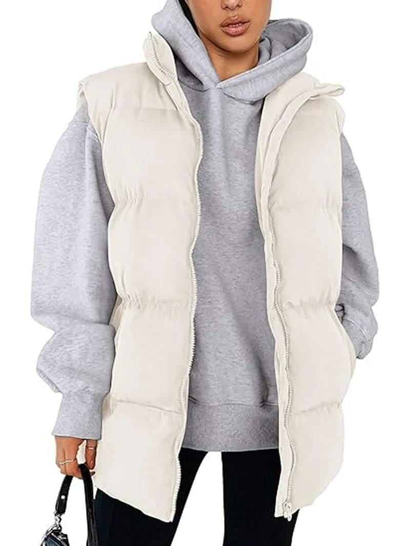 PRETTYGARDEN Women's Puffer Jacket Vests Fall Casual Sleeveless Stand Collar Zip Up Coats Warm Wi... | Walmart (US)