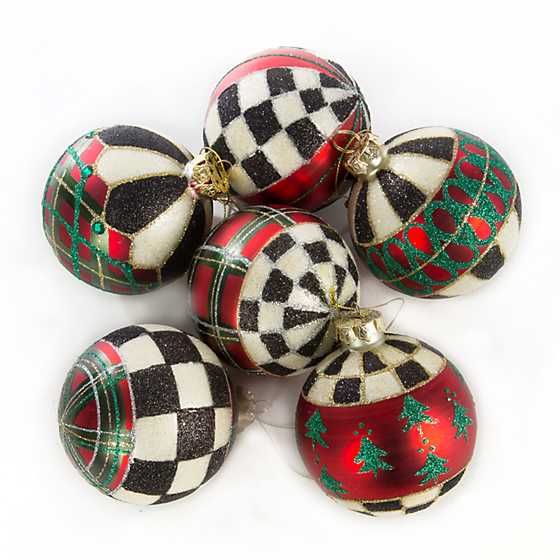 Tartan Glass Ball Ornaments - Set of 6 | MacKenzie-Childs