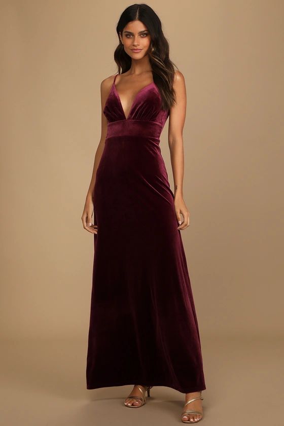 Night of Elegance Burgundy Velvet Sleeveless Maxi Dress | Lulus (US)