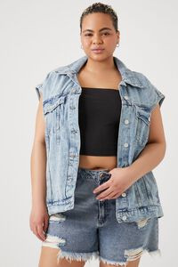 Plus Size Button-Front Denim Vest | Forever 21 | Forever 21 (US)
