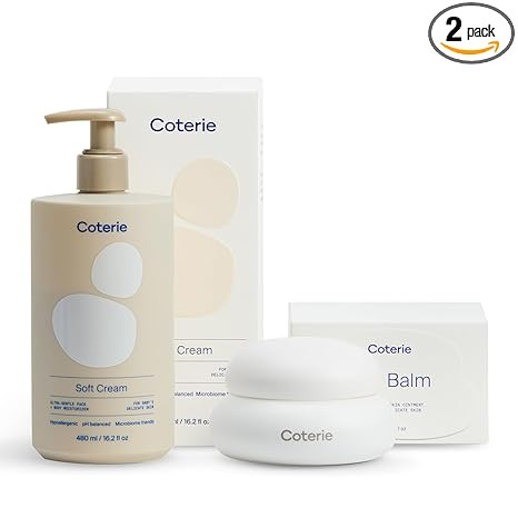 Coterie Baby Dry Skin Skincare Essentials Set | 16.2 oz Face + Body Lotion, 4.7 oz Diaper + Dry S... | Amazon (US)