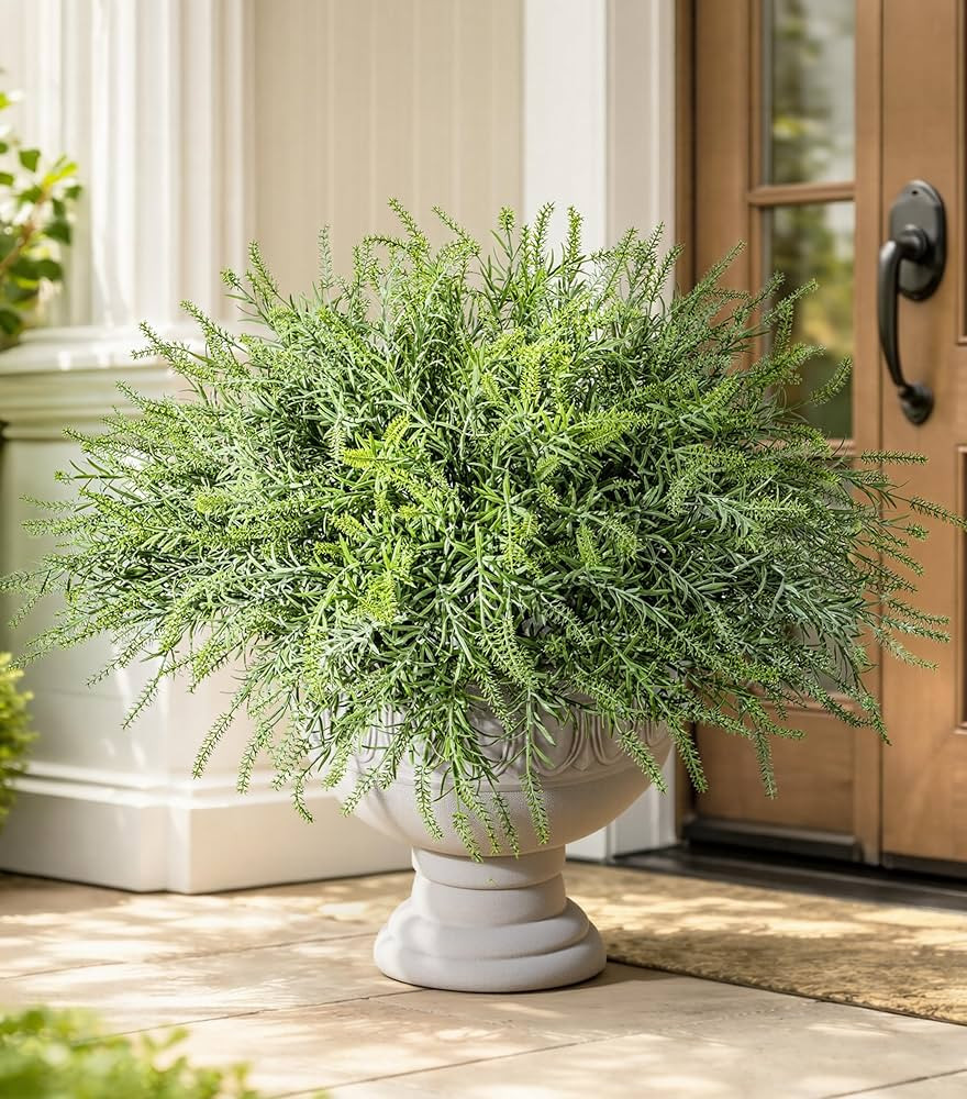 Artificial Faux Outdoor Plants for Spring Summer Decoration, 10 Bundles Fake Plastic Grass UV Res... | Amazon (US)