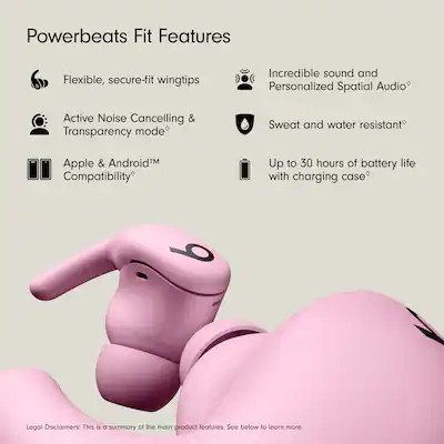 Beats - Powerbeats Fit True Wireless Active Noise Canceling Earbuds - Power Pink | Best Buy U.S.