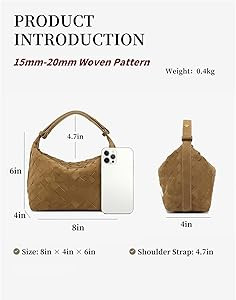 Luxurious Suede Hobo Bag - Women's Woven Leather Shoulder Bag with Spacious Interior | Amazon (US)