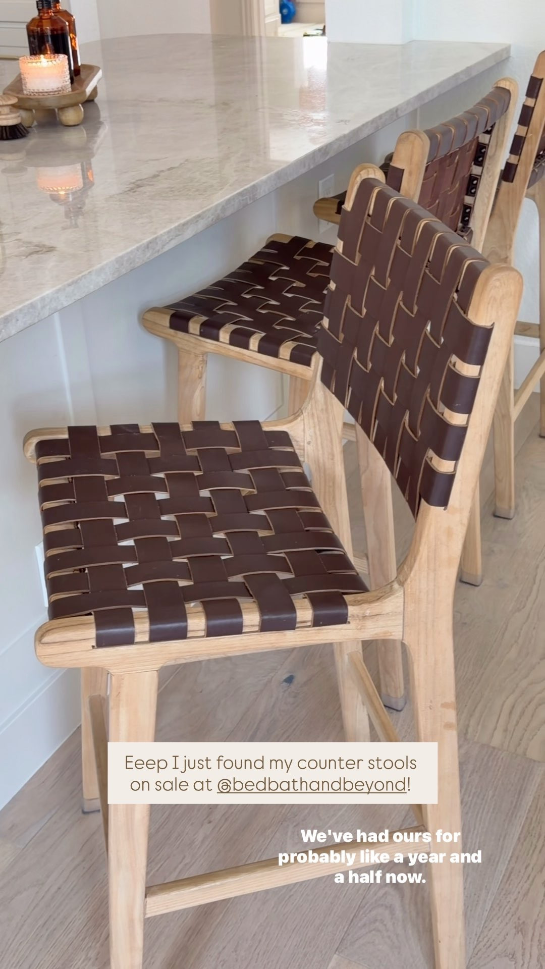My counter stools are part of @bedbathandbeyond x @thecontainerstore MDW sale! Love these SO much and this color especially - its the cognac/natural! 

Linking a few other sale favorites too! #ad

#LTKHome #LTKSaleAlert