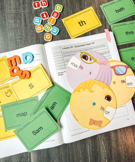 Some of my favorite maniuplatives for reading lessons are: bananagrams, word wheels, and magnetic letters. 
For the reading curriculum we use, head over to IG and find the link in my bio. #homeschool #learningresources

#LTKfamily #LTKkids