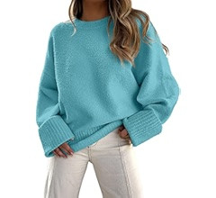 ANRABESS Women's Oversized Crewneck Long Sleeve Fuzzy Knit Casual Chunky Warm 2025 Fall Pullover ... | Amazon (US)