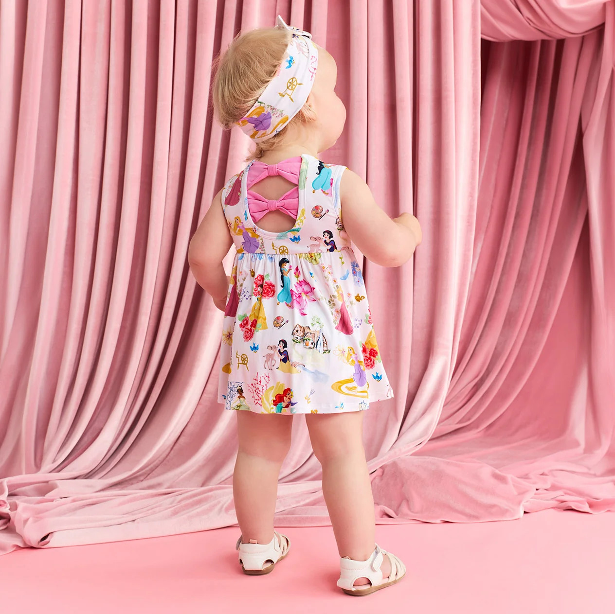 Fairytale Yellow Sleeveless Disney Princess Ball Bow Back Bodysuit Dress | Posh Peanut® | Posh Peanut