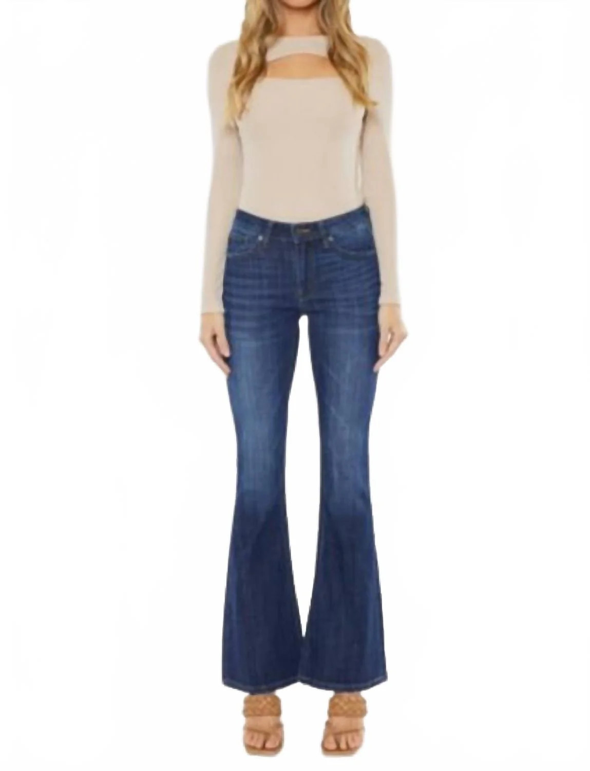 Ashley Mid Rise Flare Jeans In Dark Wash | Shop Simon