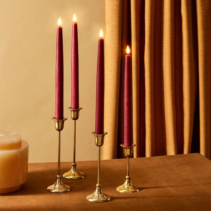 Infinity Wick Burgundy Distressed 11" Taper Candles, Set of 4 | Lights.com