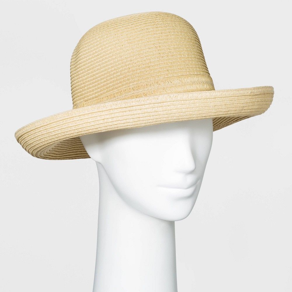 Women's Packable Essential Straw Kettle Hat - A New Day One Size Natural, Brown | Target