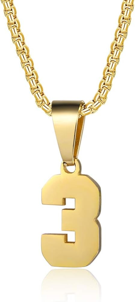 Number Necklaces Personalized Necklaces 18K Gold Plated Initial Number Pendant Stainless Steel Ch... | Amazon (US)