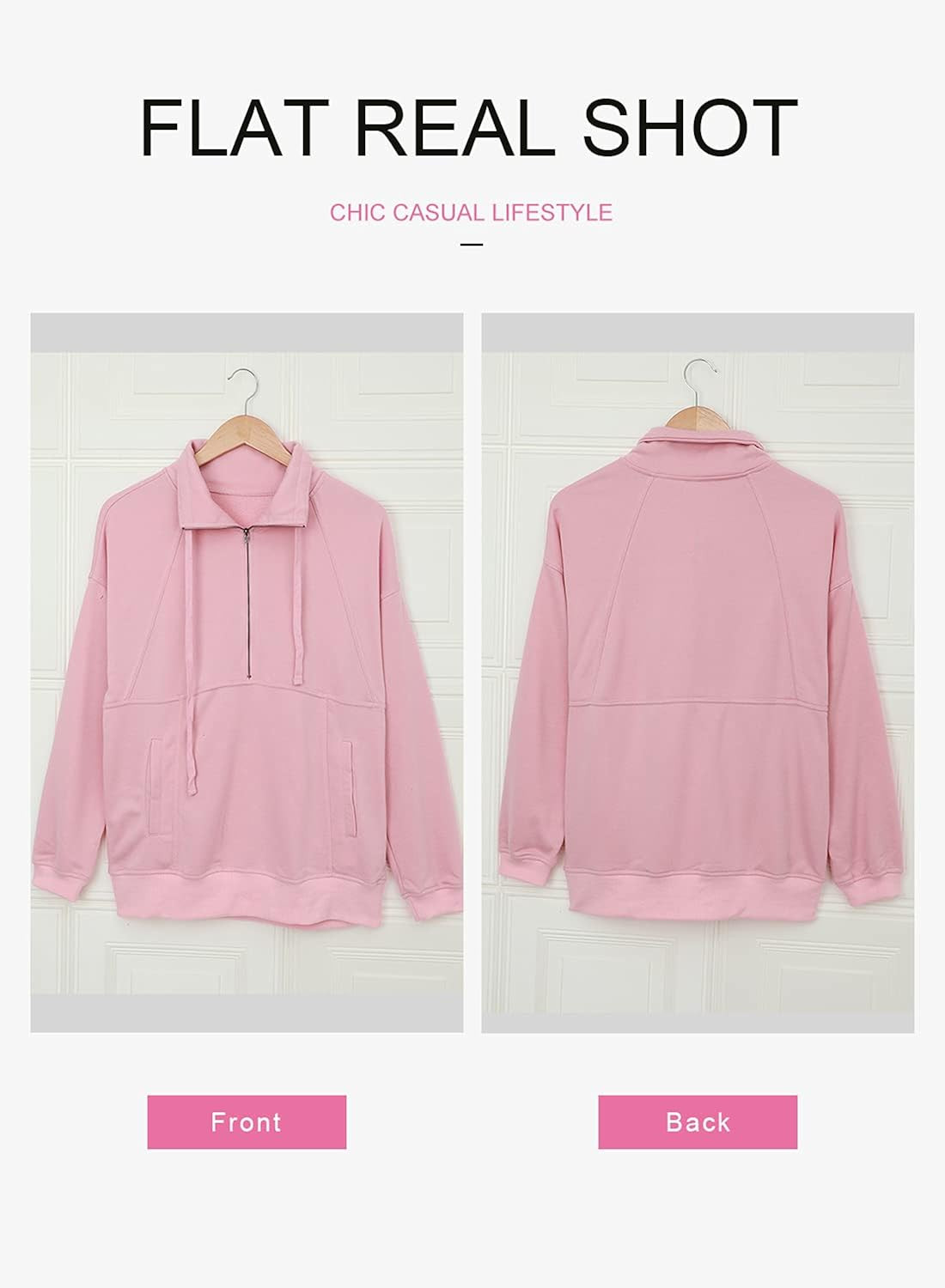 Diukia Women's Long Sleeves Collar Quarter 1/4 Zip Pullover Sweatshirts Casual Solid Hoodies with... | Amazon (US)