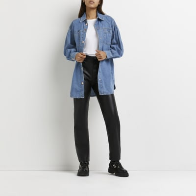 Blue denim oversized shirt | River Island (UK & IE)