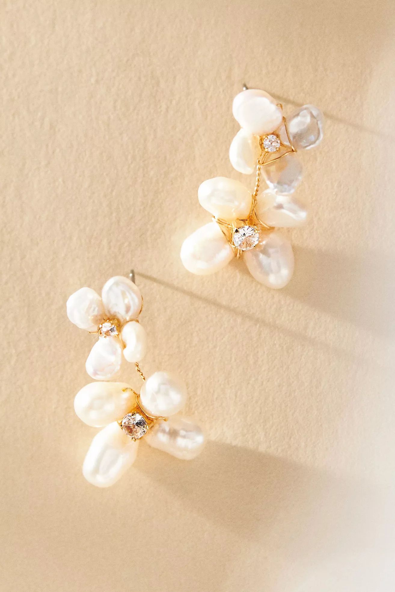 Heishi Pearl Flower Cluster Drop Earrings | Anthropologie (US)