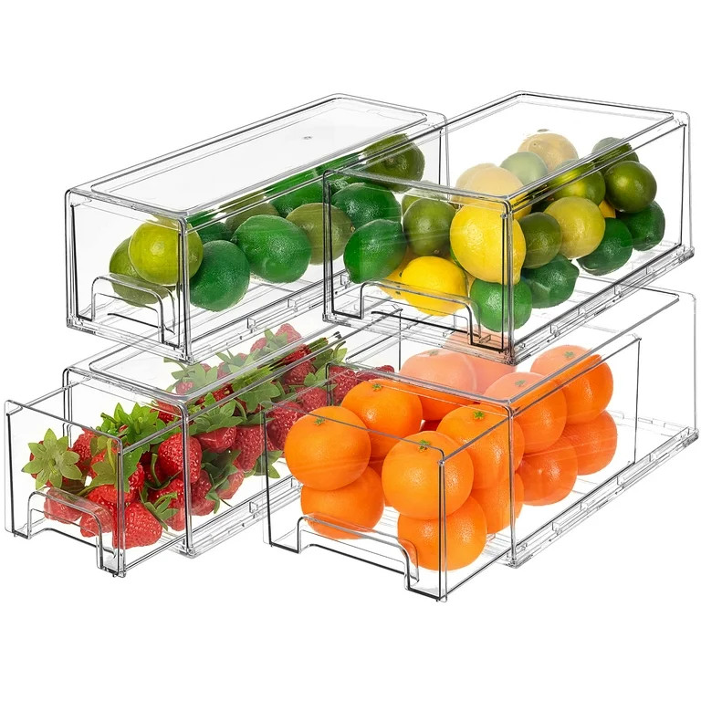 Sorbus Fridge Drawers - Clear Plastic Stackable Pull-Out Refrigerator Organizer Bins - Food Stora... | Walmart (US)