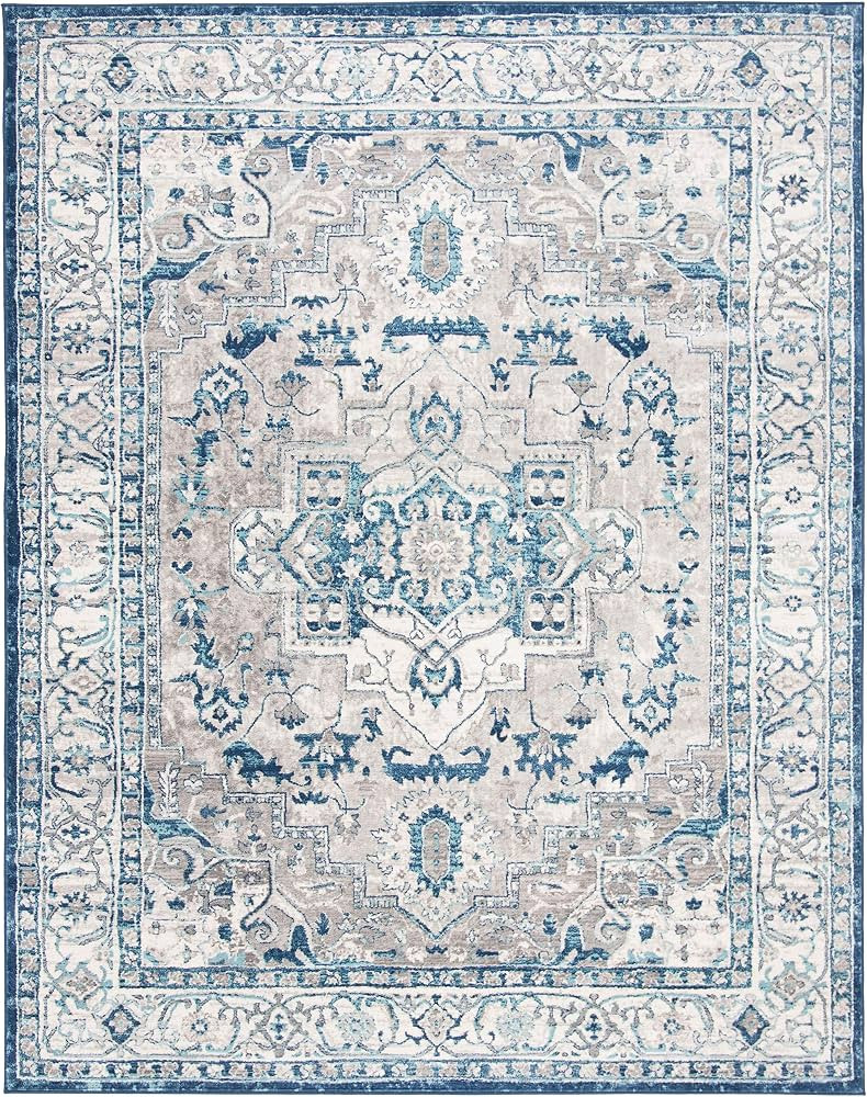 SAFAVIEH Brentwood Collection Area Rug - 8' x 10', Light Grey & Blue, Medallion Distressed Design... | Amazon (US)