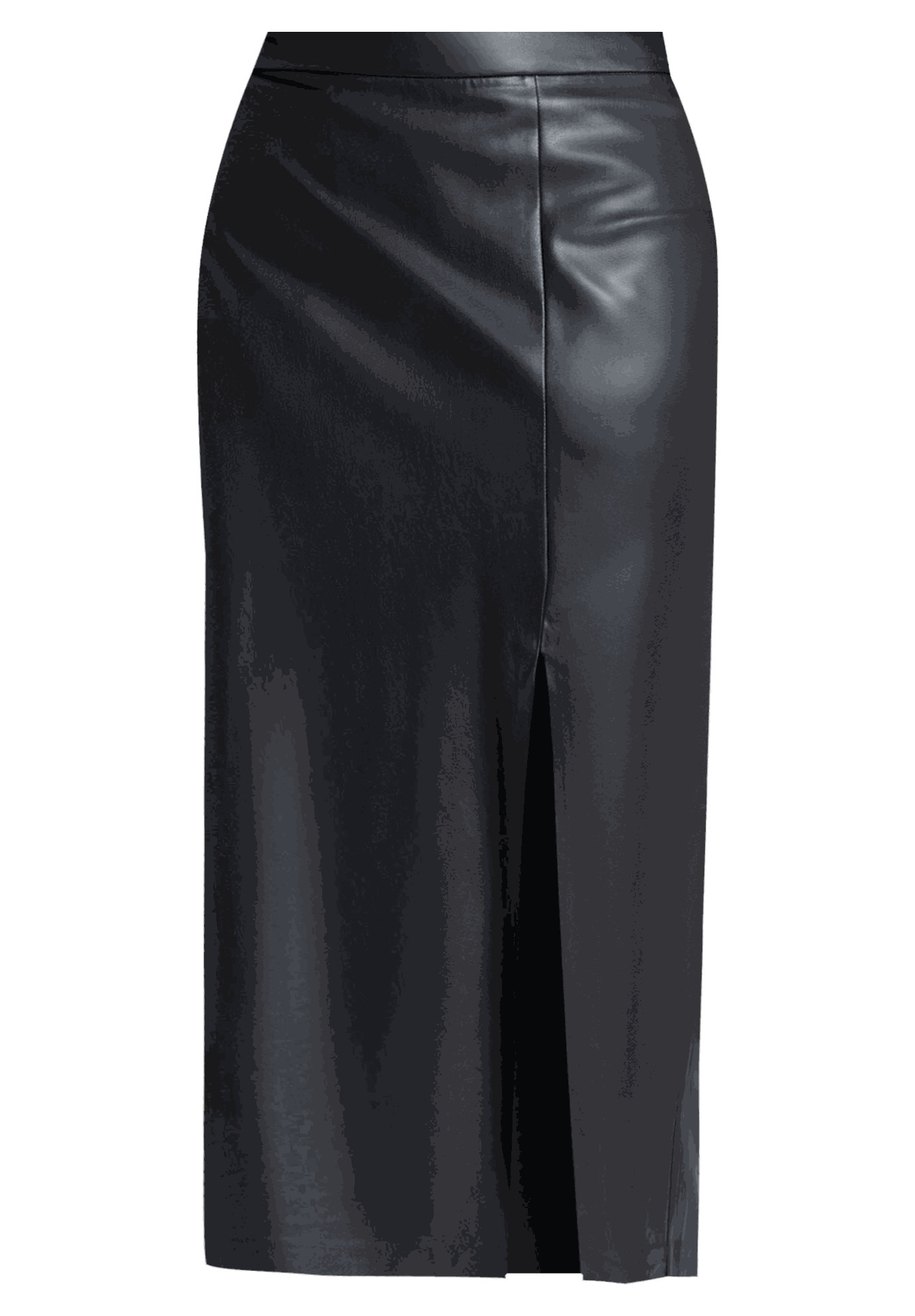 Faux Leather Column Skirt With Slit | Eloquii