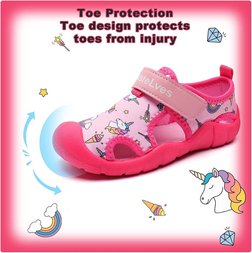 WateLves Girls Boys Water Shoes Quick Dry Slip Aqua Socks for Beach Swim Pool Sandals Outdoor (Toddl | Amazon (US)