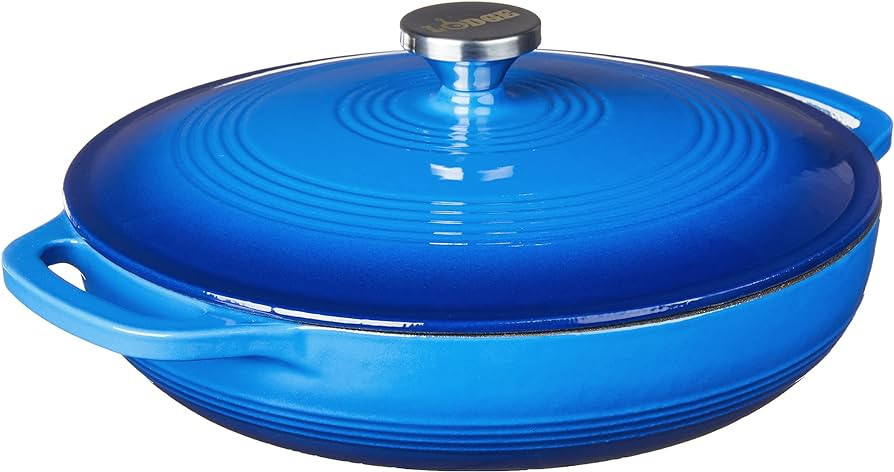 Lodge 3.6 Quart Enameled Cast Iron Oval Casserole With Lid – Dual Handles – Oven Safe up to 5... | Amazon (US)