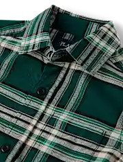 Boys Matching Family Plaid Oxford Button Up Shirt - green | The Children's Place