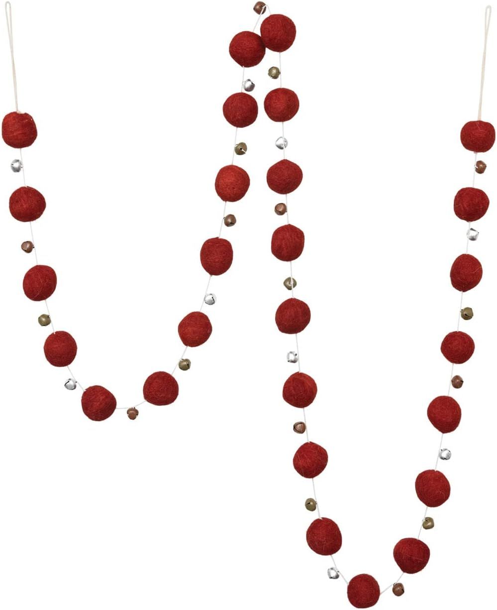 Amazon.com: Wool Felt Ball Garland with Bells, Red : Home & Kitchen | Amazon (US)