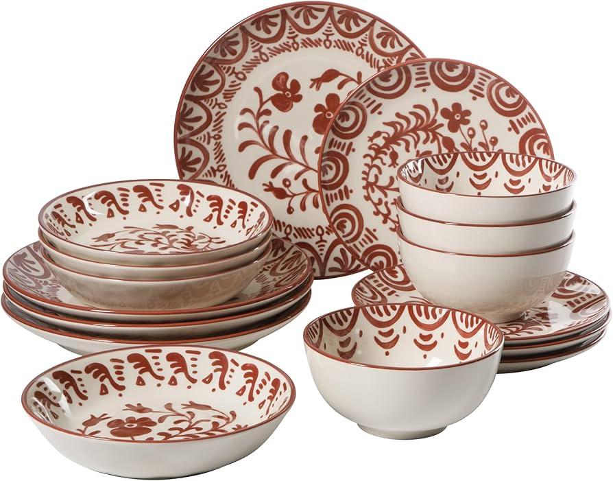 Bloomhouse - 2-Time Oprah\u2019s Favorite Things - Valencia Flor 16 Piece Dinnerware Set, Artisan... | Amazon (US)