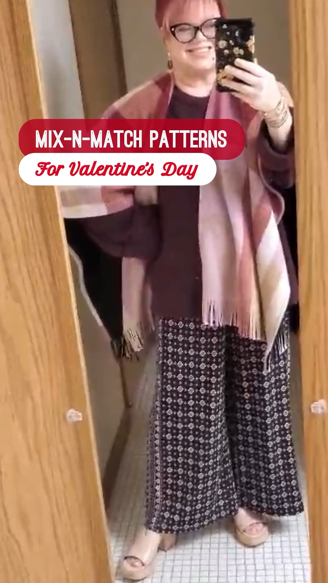 You can put together a fabulous Valentine’s Day outfit using pieces you probably already have on hand! Or grab a few by clicking through below and add them into your usual rotation after the holiday is over.
These floaty matte jersey pants are perfect for work, date night, or even running errands because they never. Wrinkle.
For work, going out, or church, pair with this beautiful, super soft burgundy sweater. For a more casual look try a T-shirt or denim top.
These platform sandals are actually super comfortable for all day wear so you could even try them at work. 💖This incredibly soft plaid flannel topper was an in-store purchase, not available online, so I have included some options you might enjoy below.

I am 5‘9“ tall, usually wear a 2X on top, XL – 18 bottoms, size 10 shoe. I am wearing the XXL in the sweater, size 10 in the shoes, and the wrap is a one size fits all.￼ The pants are 18/20 with a functional drawstring on the elastic waist. Everything fits TTS.

#LTKMidsize #LTKTall #LTKPetite #LTKWorkwear #LTKSeasonal #LTKSaleAlert #LTKOver40 #LTKU

#LTKValentine #LTKootd #LTKPlusSize