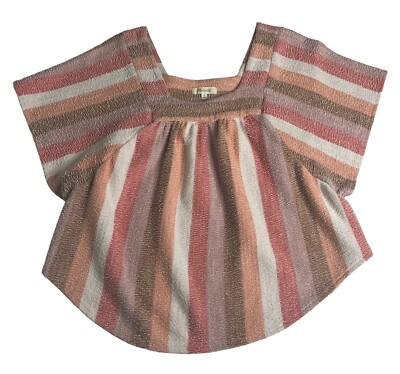 Madewell Top Womens Small Sherbet Stripe Texture Thread Butterfly Oversized Boho | eBay US