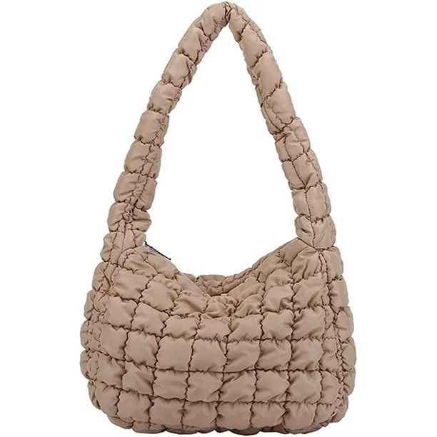 Puffer Shoulder Bag for Women Quilted Puffy Lightweight Nylon Handbag Large Padded Soft Purse | Walmart (US)