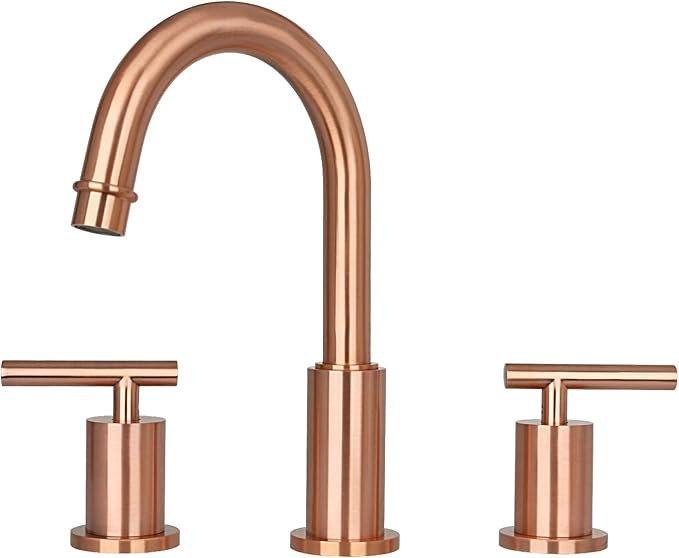 Three-Hole 8 inch Two-Handle Commercial Widespread Bathroom Sink Faucet Lavatory - Akicon (Copper... | Amazon (US)
