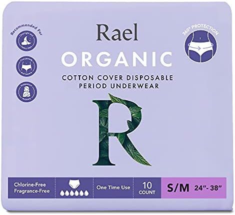 Rael Organic Cotton Cover Overnight Underwear - Panty Style Pad, Unscented, Disposable Period Und... | Amazon (US)
