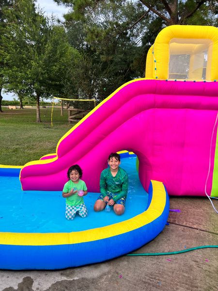 Endless summer fun!!! Double water slide with pool. The boys loved it. So easy and lightweight for me to do alone. 

#LTKfamily #LTKswim #LTKSeasonal