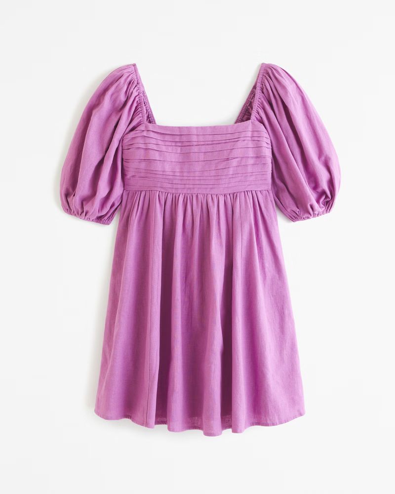Women's Emerson Linen-Blend Puff Sleeve Mini Dress | Women's Dresses & Jumpsuits | Abercrombie.co... | Abercrombie & Fitch (US)