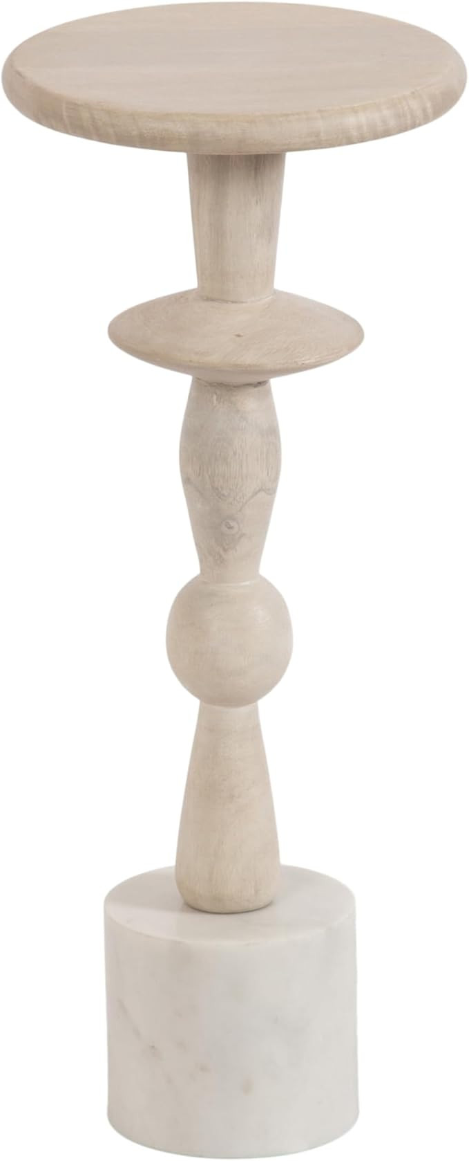 Kate and Laurel Avenal Modern Round Wood Drink Table, 9 x 9 x 22, Bleached Wood and White Marble,... | Amazon (US)